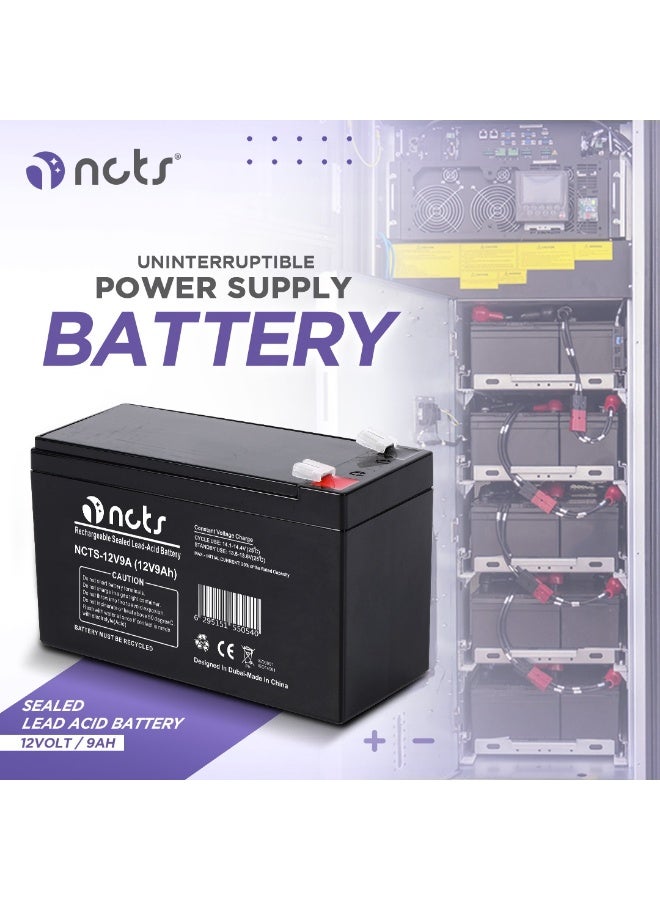 NCTS بطارية NCTS 12V 9Ah الرصاصية المغلقة – تقنية AGM، عمر طويل بدون صيانة، للاستخدام في UPS، الطاقة الشمسية، أنظمة الأمان - Image 1